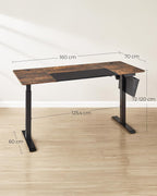 Height adjustable desk - 70 x 160cm