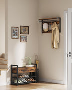 Coat rack - wardrobe - with shoe bench and seat - Metal frame - Brown