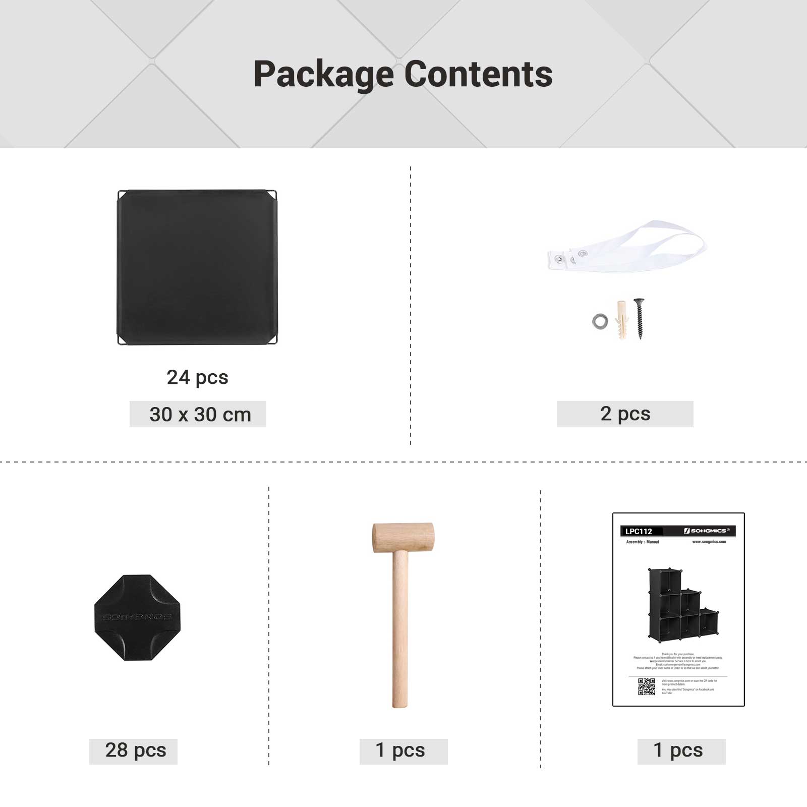 Storage grab - cube cabinet - plastic - 6 compartments - black