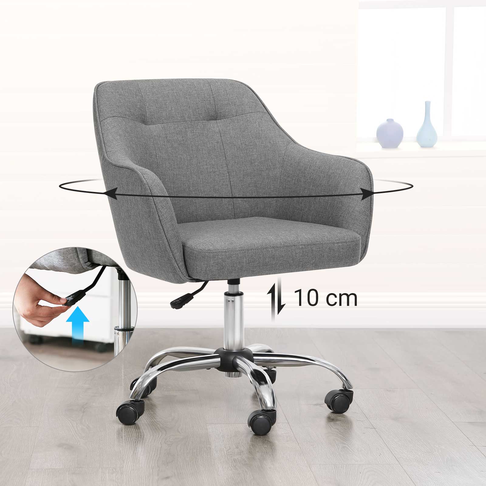Office chair - Computer chair - In height adjustable - Gray