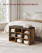 Shoe cabinet - Shoe bench - 9 compartments - With seat - from wood - Brown