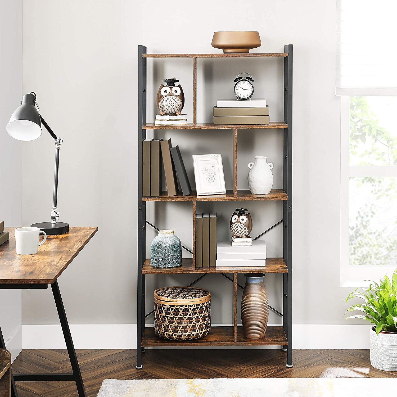 Bookcase - 4 levels - Large metal frame - Bookshelf - Industrial Design