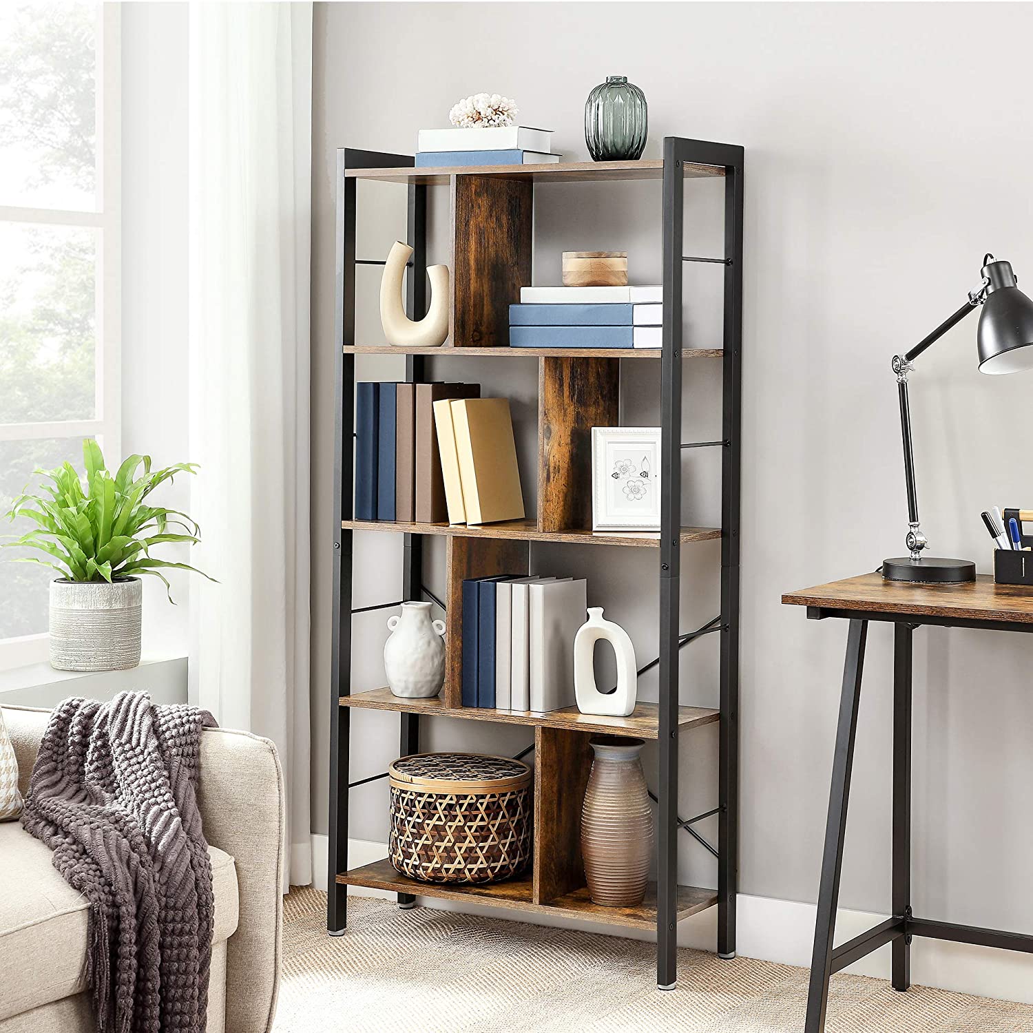 Bookcase - 4 levels - Large metal frame - Bookshelf - Industrial Design