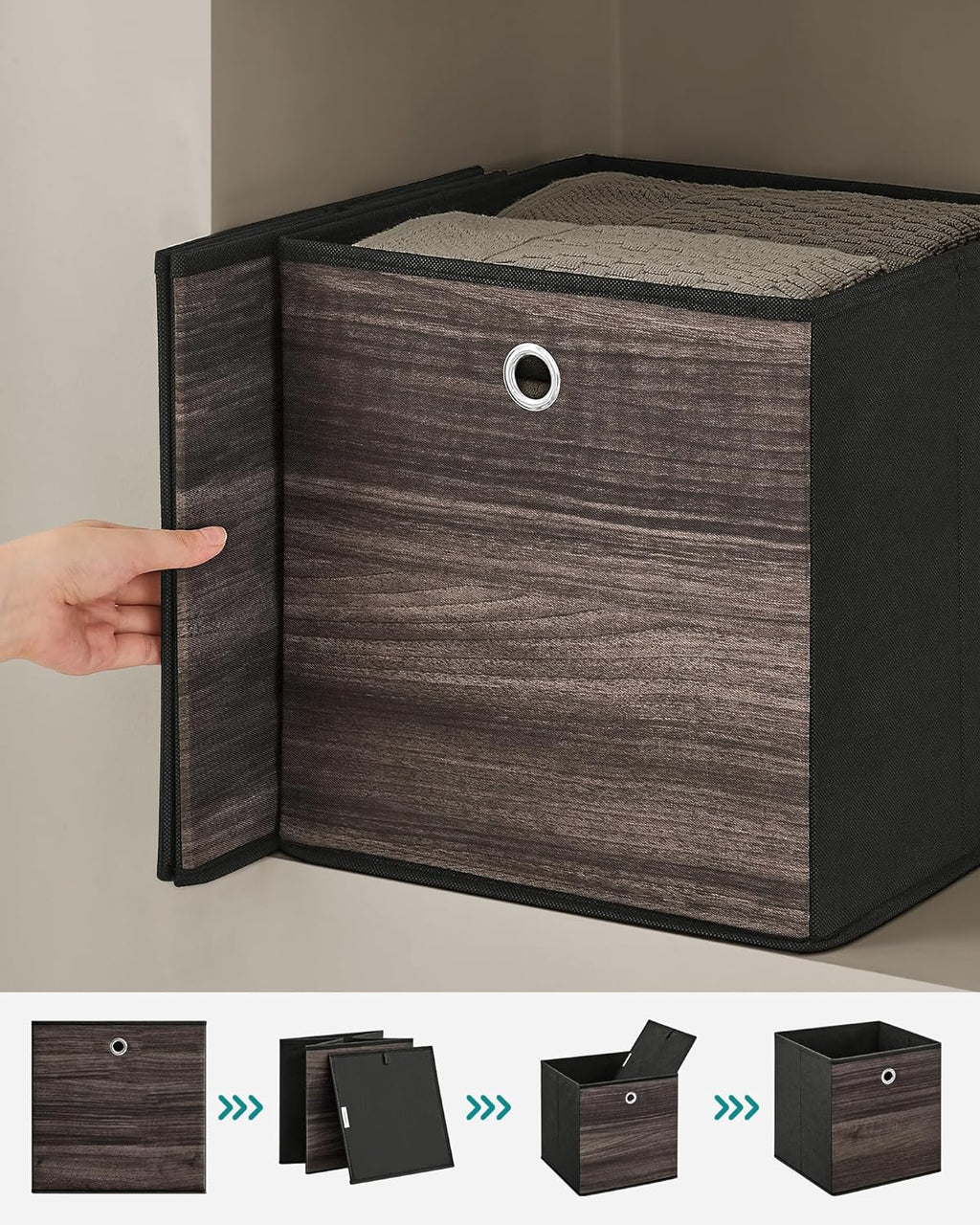 Storage boxes - Storage boxes - Set of 6 - Dark brown