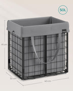 Laundry basket - With removable laundry bag - Metal frame - Gray