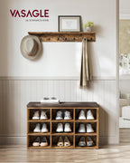 Shoe cabinet - Shoe bench - 9 compartments - With seat - from wood - Brown