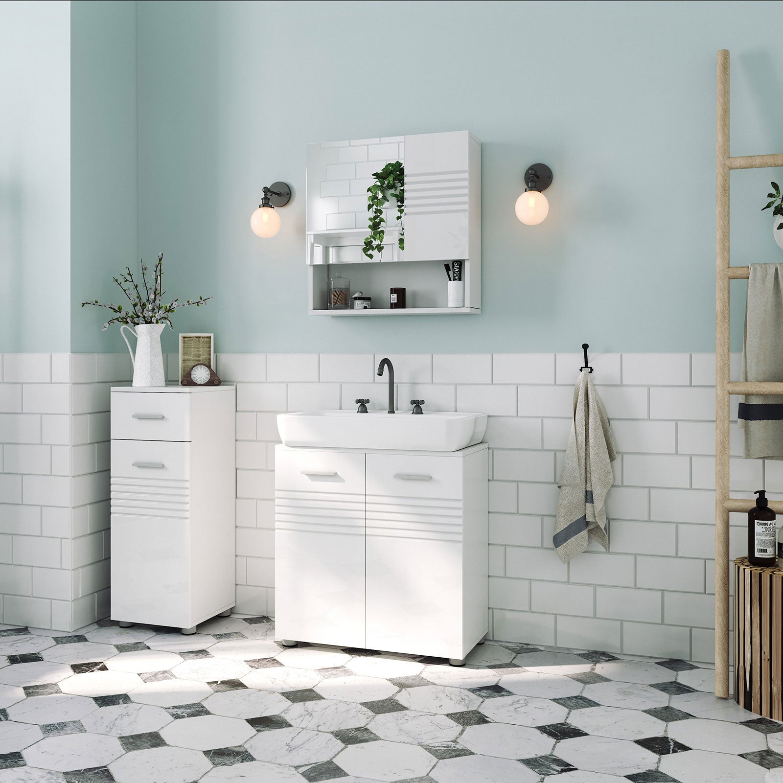 Bathroom cabinet - Small - "Modern Notches"