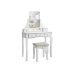 Dressing table - Make -up table - With mirror - 5 drawers - LED lighting - White