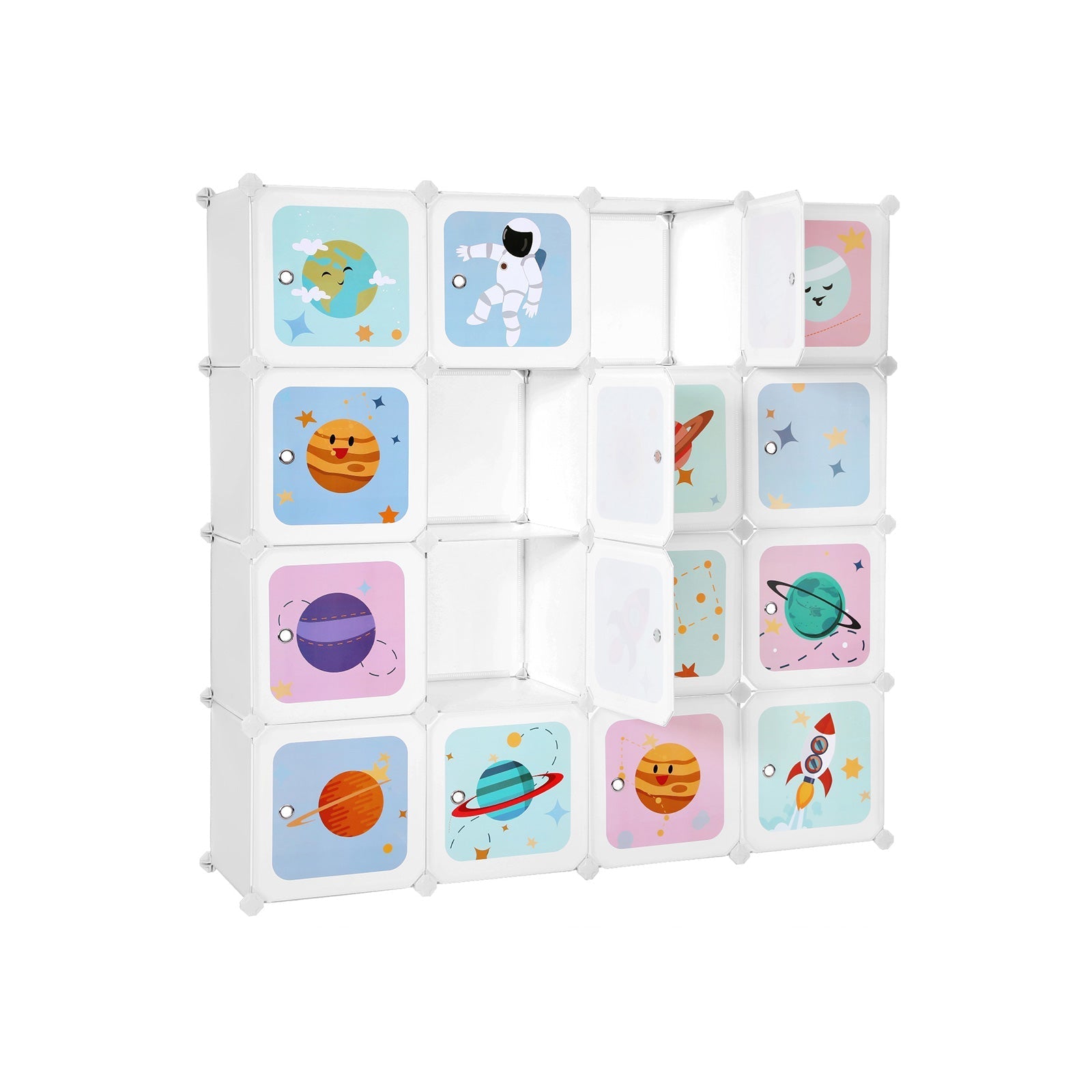 Storage cabinet - Children's cabinet with doors - Plastic shoe rack - White