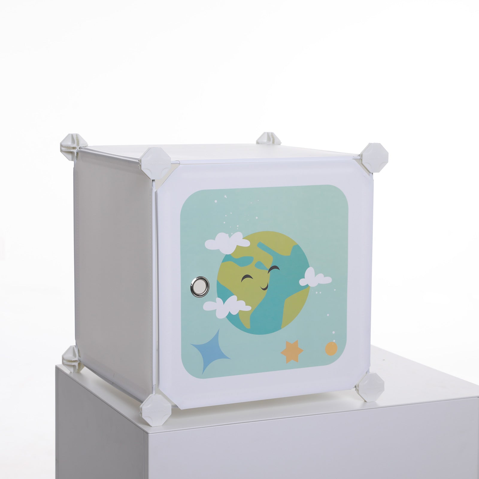 Storage cabinet - Children's cabinet with doors - Plastic shoe rack - White