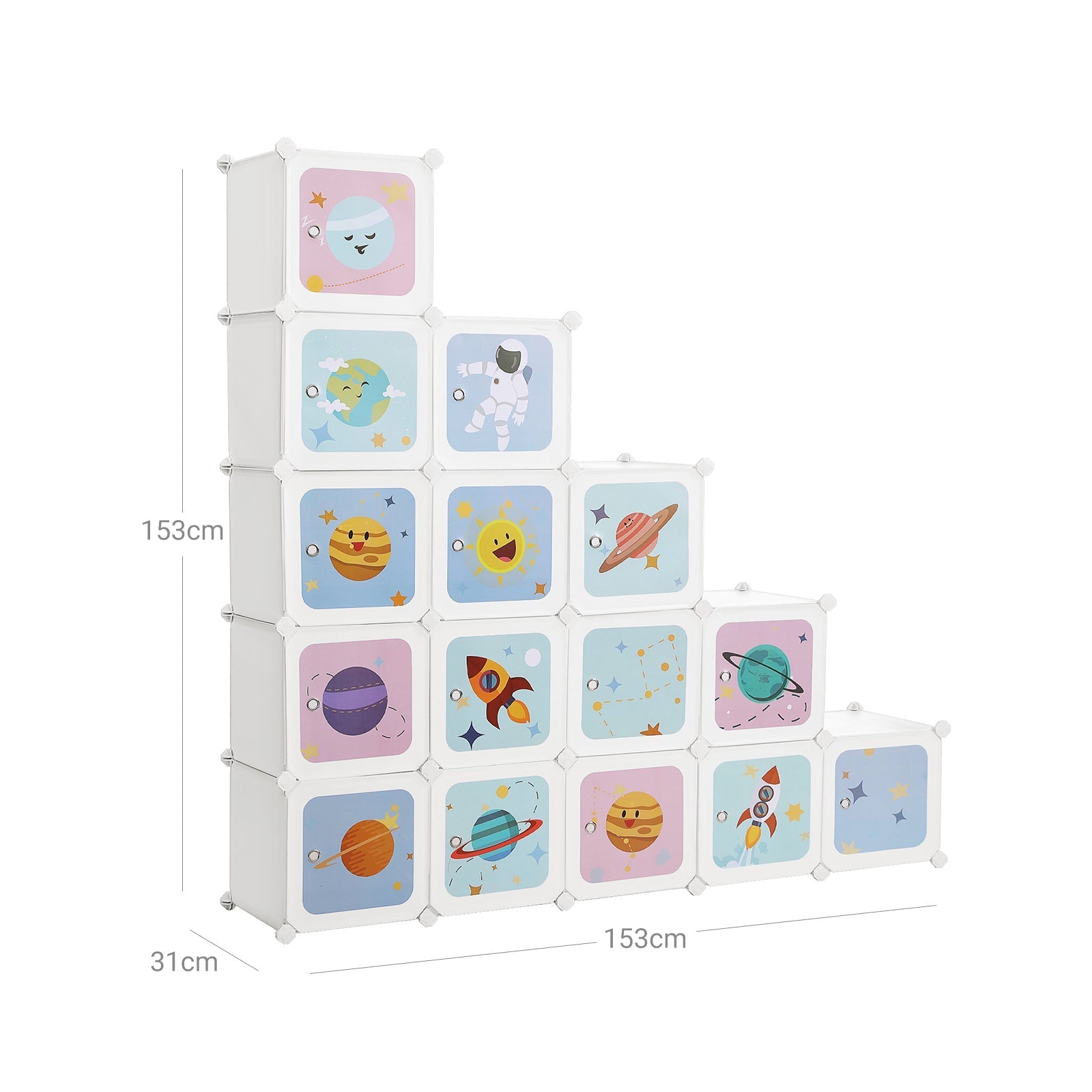 Storage cabinet - Children's cabinet with doors - Plastic shoe rack - White