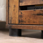 Washbasin furniture - Bathroom cabinet with 2 slat doors - Industrial Design - Brown