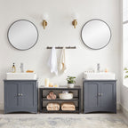 Washbasin cabinet - Bathroom furniture - With 2 doors - Country style - Gray