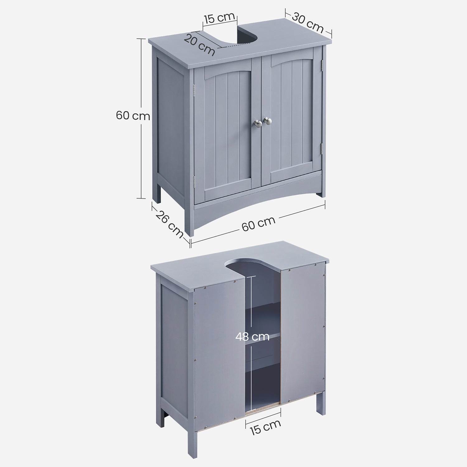 Bathroom cabinet -WASBAK CABRICE - Two doors - Gray