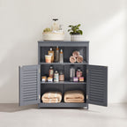 Bathroom cabinet - Kitchen cupboard with open compartment - Gray