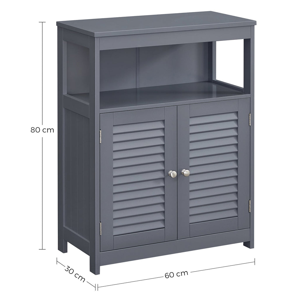 Bathroom cabinet - Kitchen cupboard with open compartment - Gray