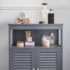 Bathroom cabinet - Kitchen cupboard with open compartment - Gray