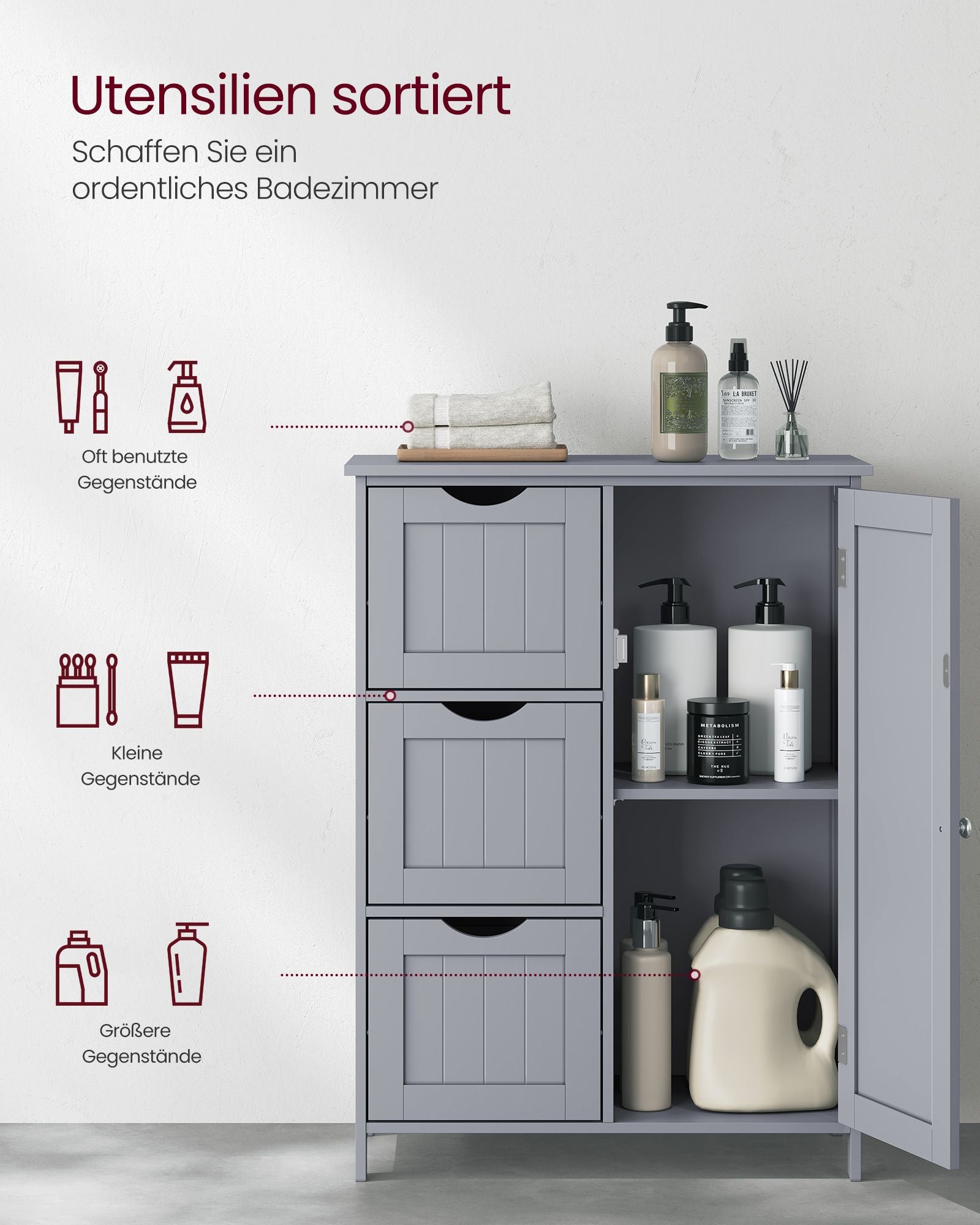 Bathroom furniture - With 3 drawers & cupboard door