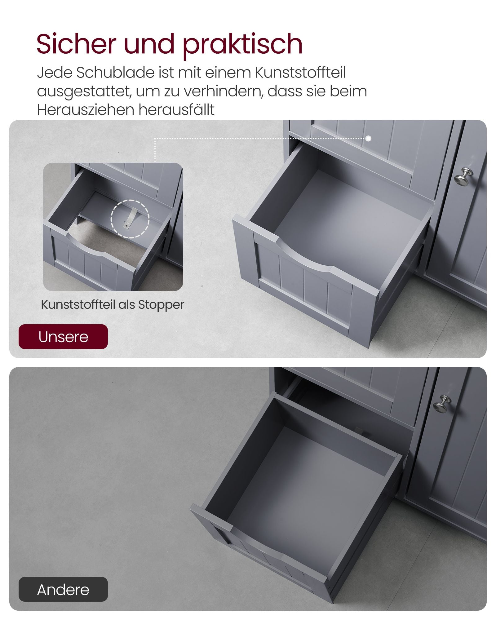 Bathroom furniture - With 3 drawers & cupboard door
