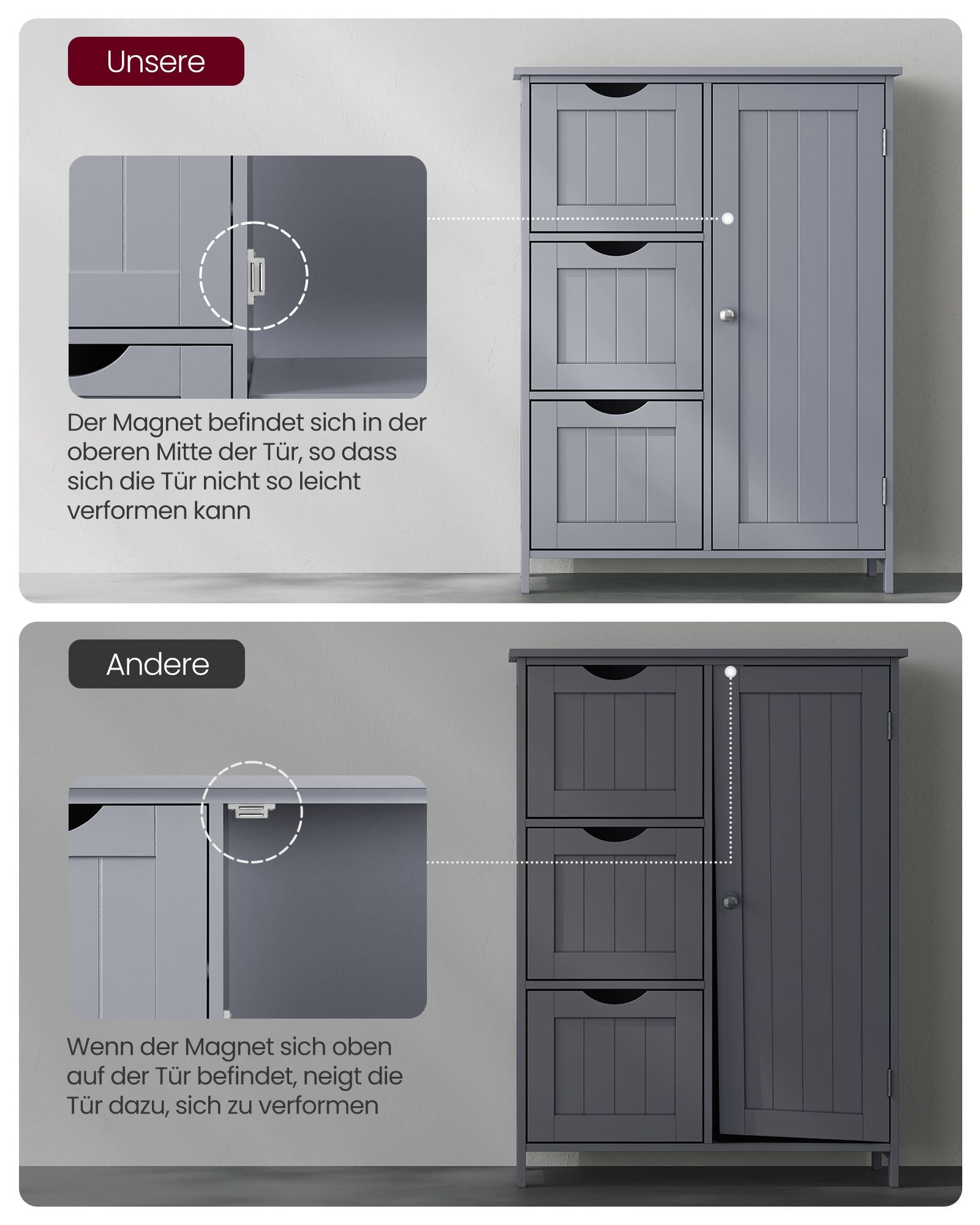 Bathroom furniture - With 3 drawers & cupboard door
