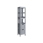 Bathroom cabinet - high - narrow standing - pigeon gray