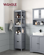 Bathroom cabinet - high - narrow standing - pigeon gray
