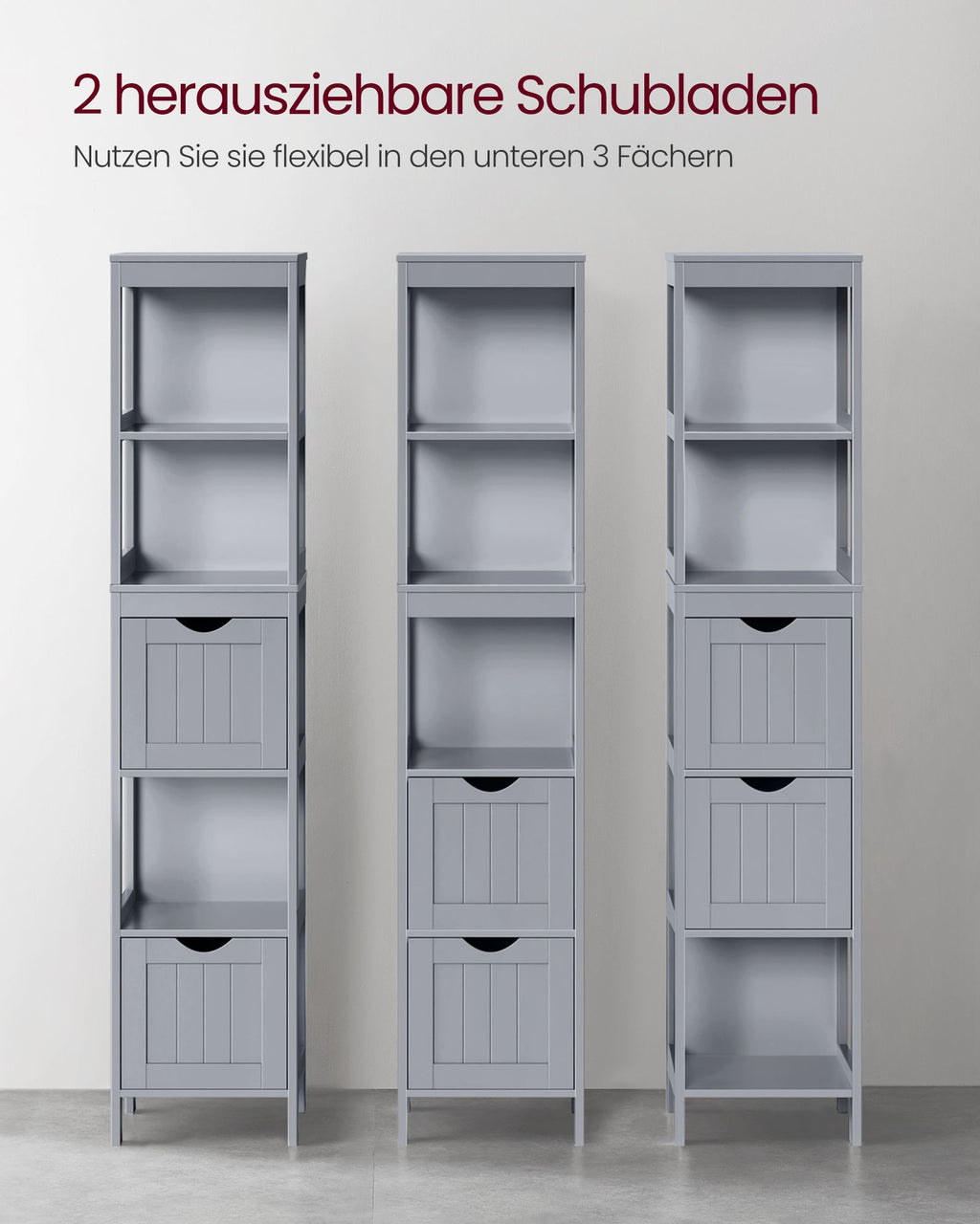 Bathroom cabinet - high - narrow standing - pigeon gray