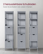 Bathroom cabinet - high - narrow standing - pigeon gray