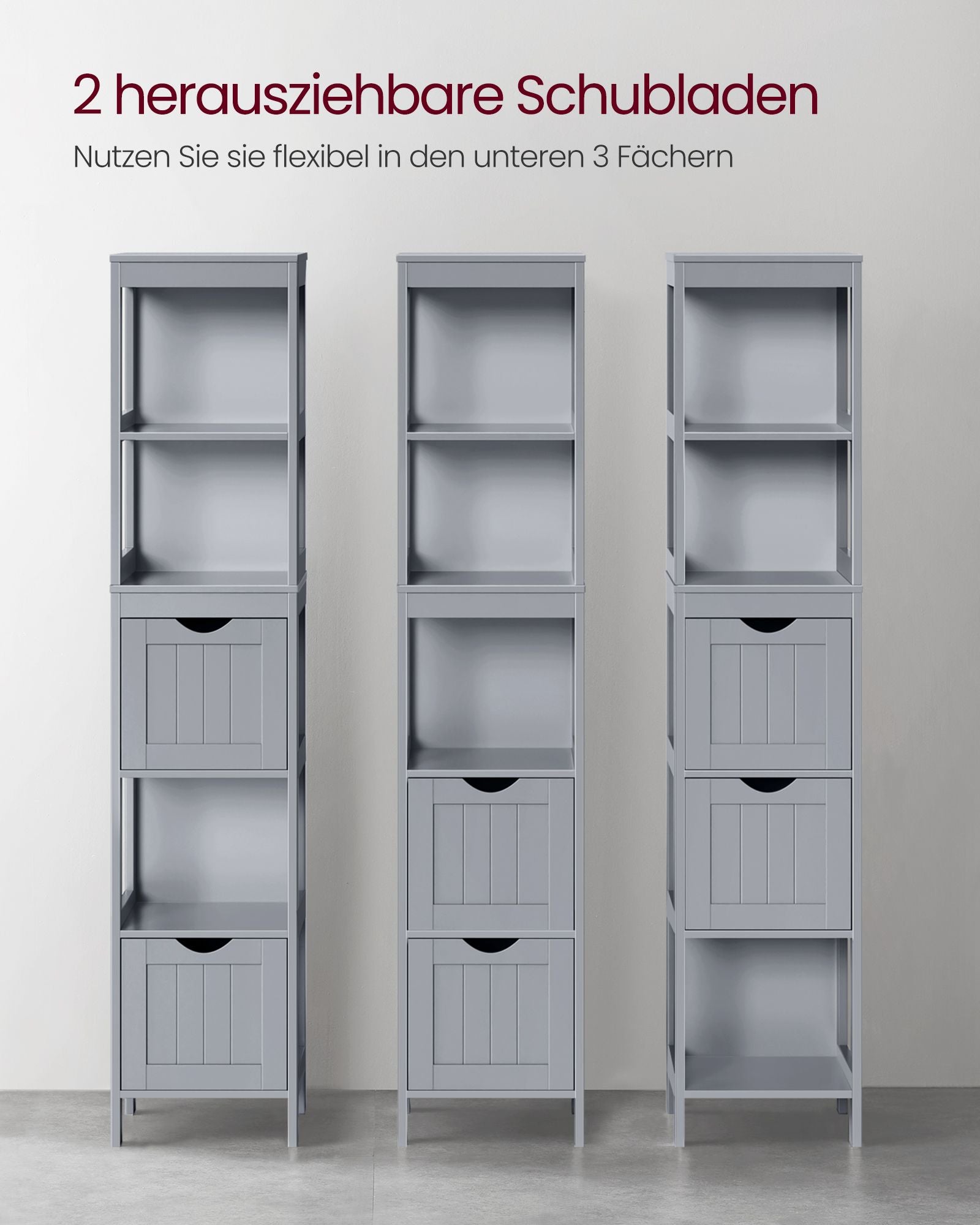 Bathroom cabinet - high - narrow standing - pigeon gray