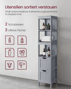 Bathroom cabinet - high - narrow standing - pigeon gray