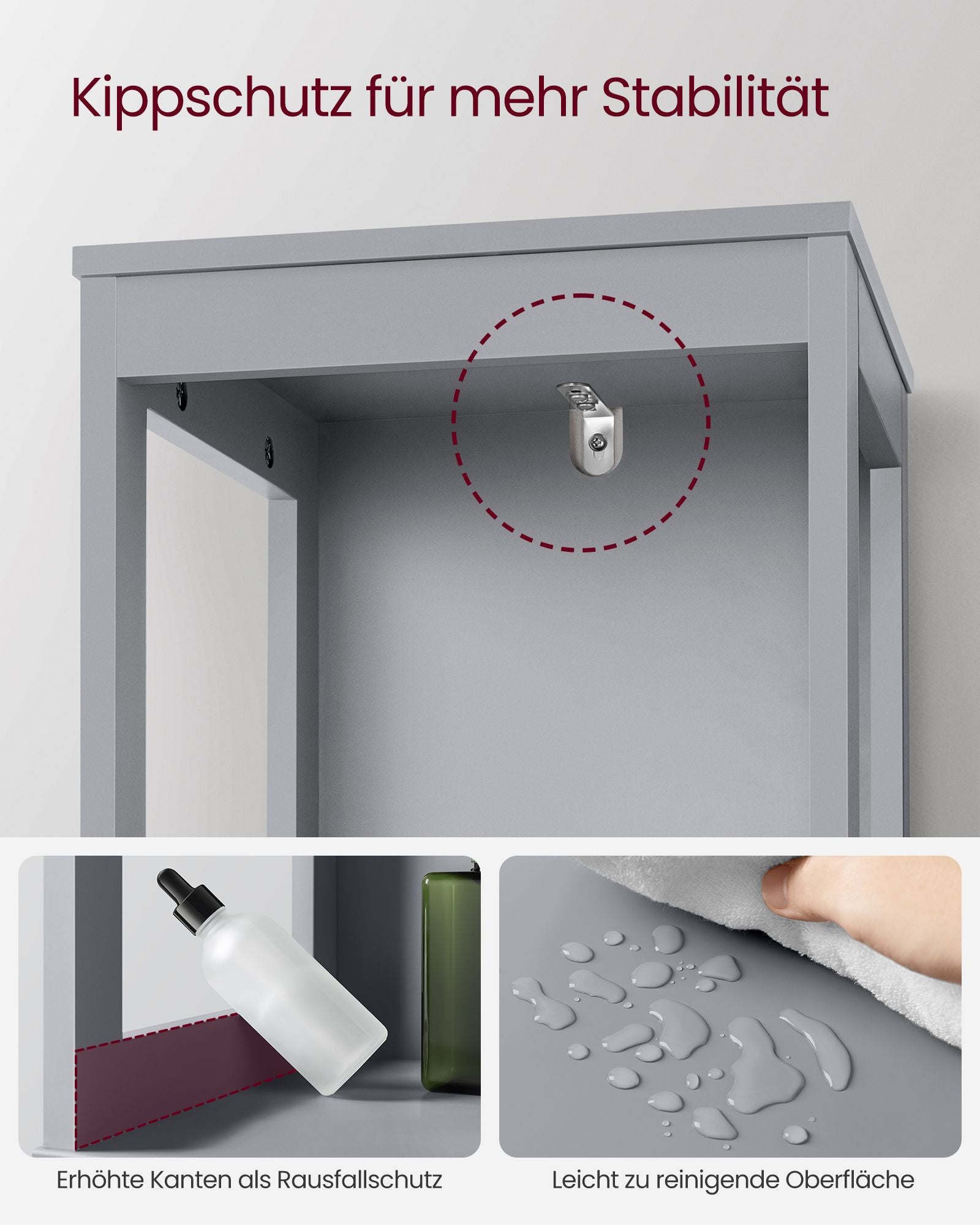 Bathroom cabinet - high - narrow standing - pigeon gray