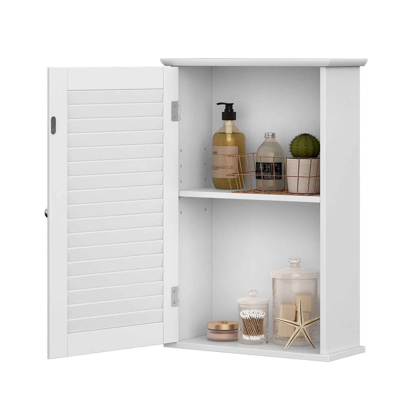 Bathroom cabinet - Wall cabinet with door - 40 x 16 x 60 cm - Wood - White