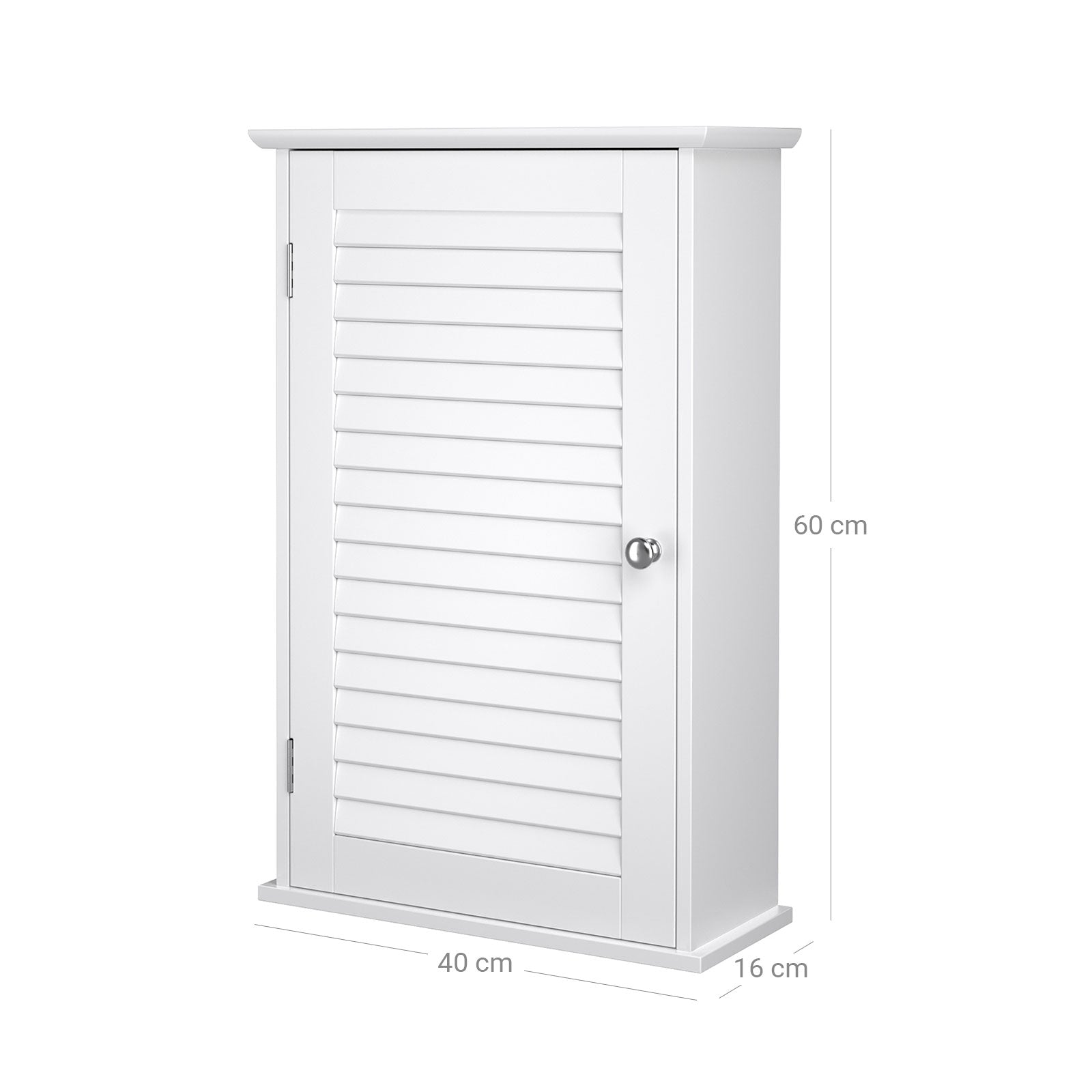 Bathroom cabinet - Wall cabinet with door - 40 x 16 x 60 cm - Wood - White