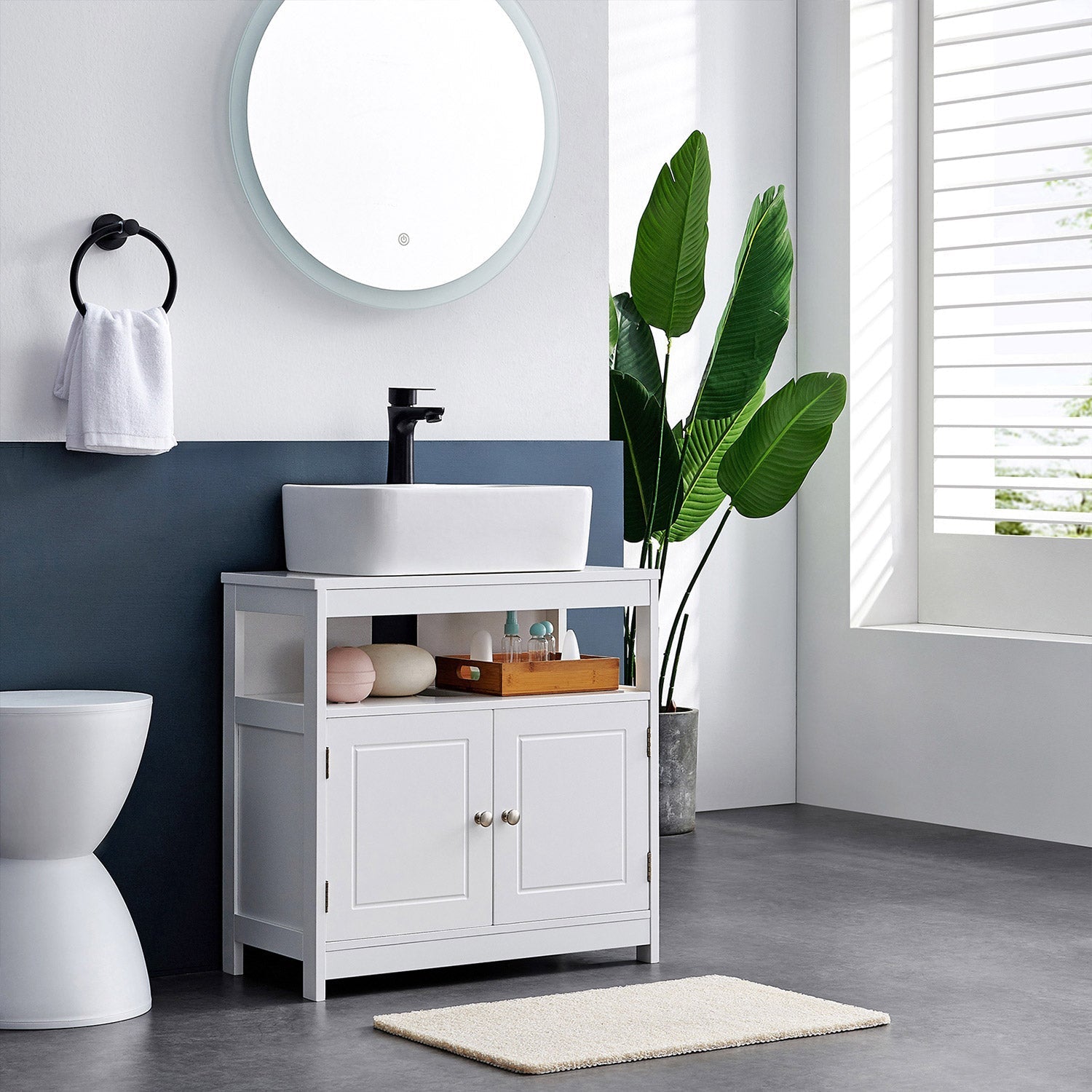 Washbasin undercase - Bathroom furniture - 60 x 30 x 60 cm - Scandinavian design - Matt white