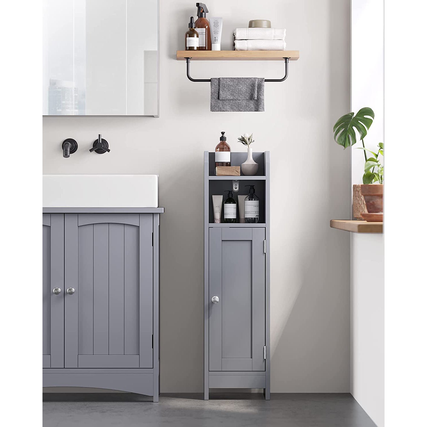 Bathroom cabinet - Beepercase - Two open compartments - Gray