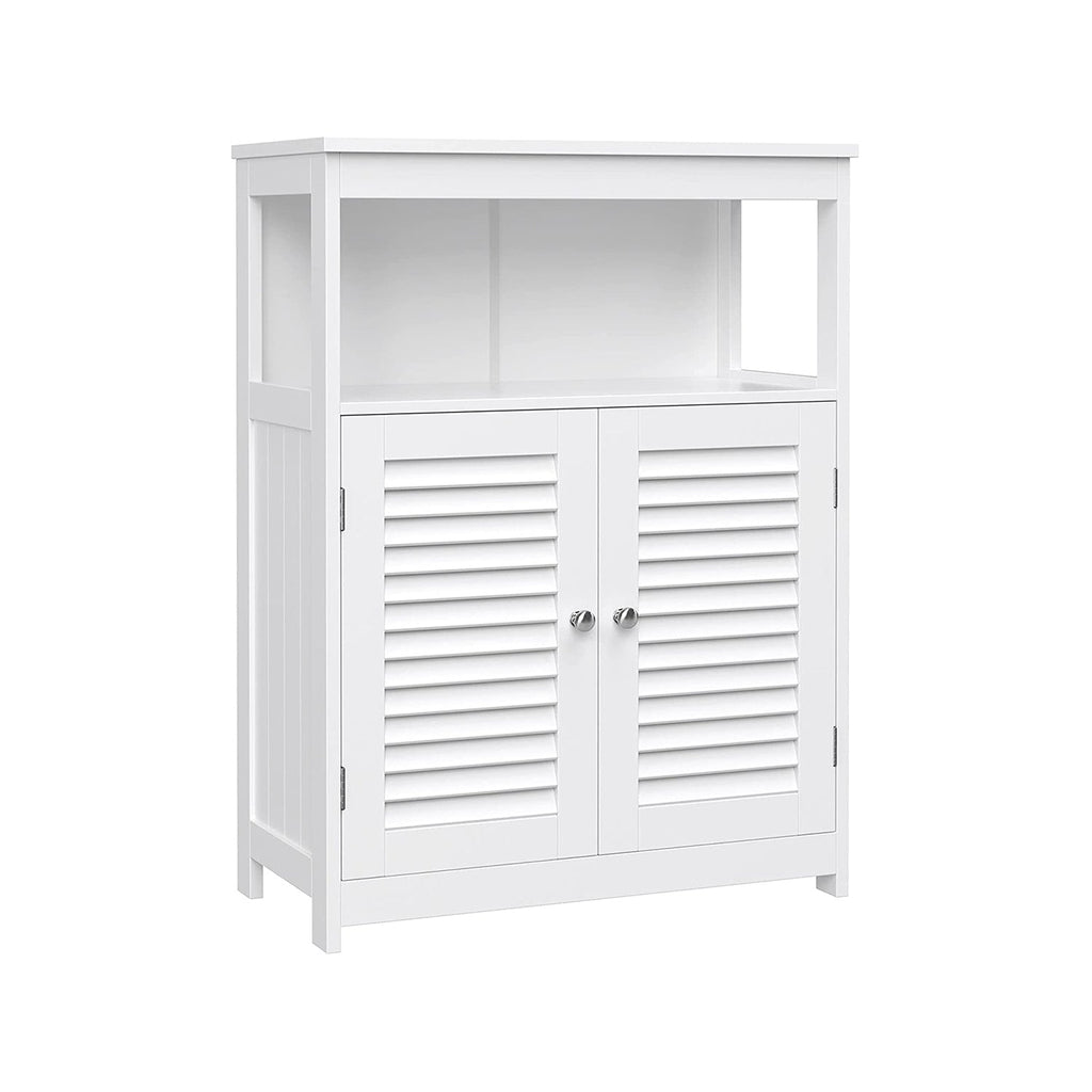 Bathroom cabinet - With open compartment - Adjustable shelves - White