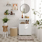 Bathroom cabinet - With open compartment - Adjustable shelves - White