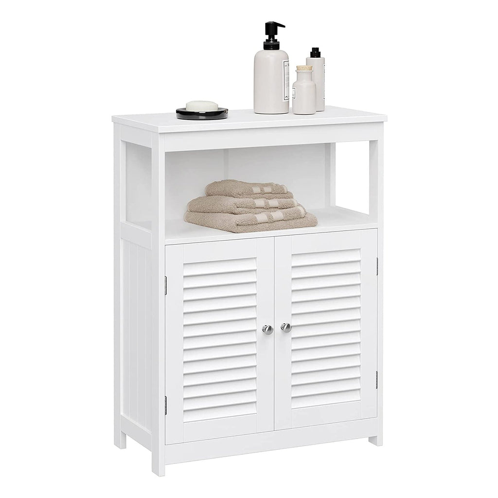 Bathroom cabinet - With open compartment - Adjustable shelves - White