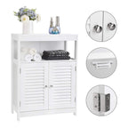 Bathroom cabinet - With open compartment - Adjustable shelves - White