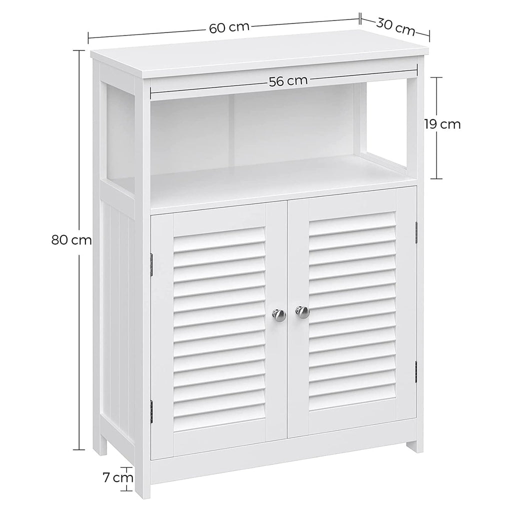 Bathroom cabinet - With open compartment - Adjustable shelves - White
