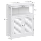 Bathroom cabinet - With open compartment - Adjustable shelves - White