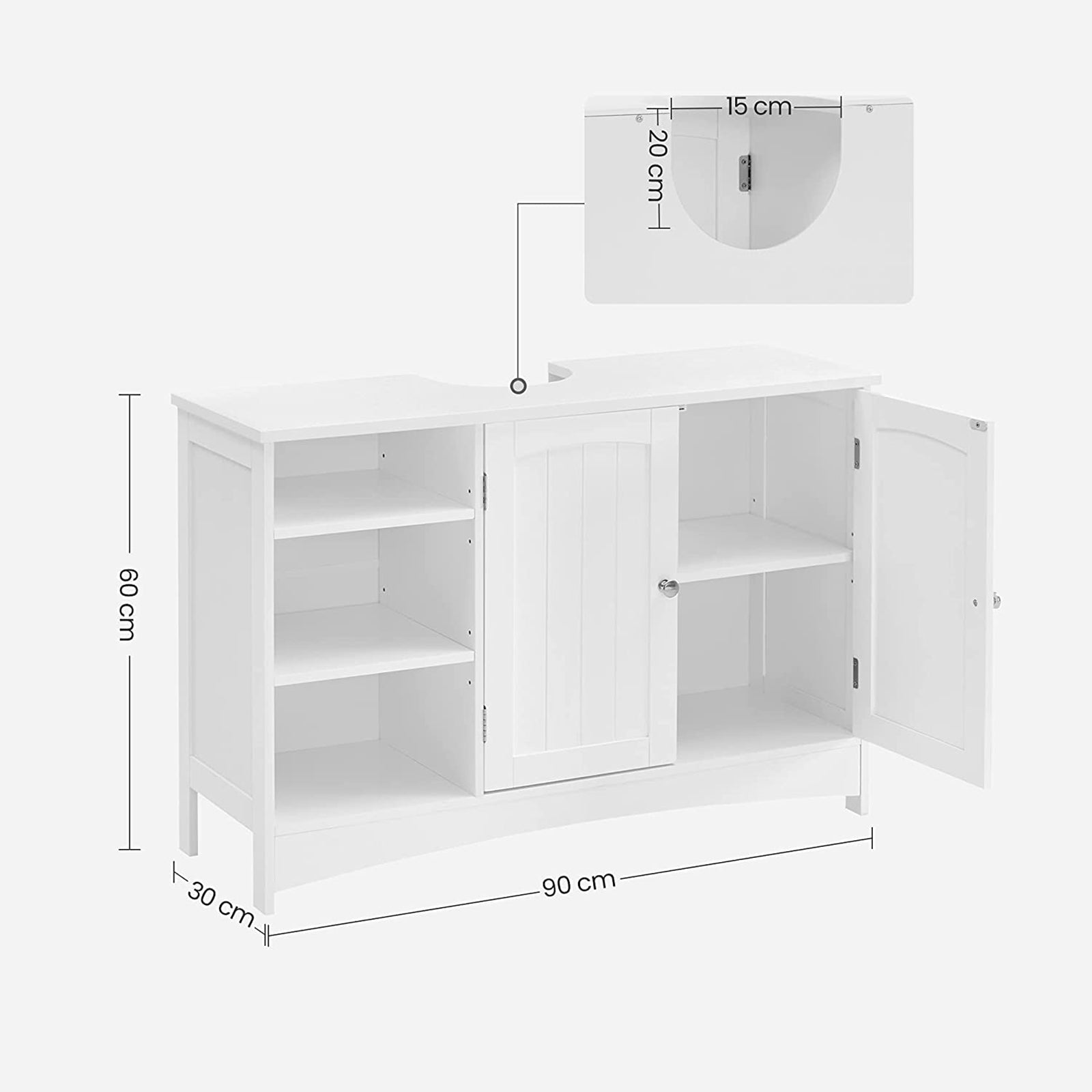Washbasin furniture - Extra long base cabinet - Bathroom furniture - White