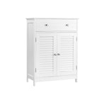 Bathroom cabinet - With 2 slat doors - With adjustable shelves - White