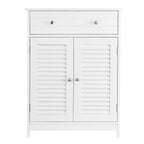 Bathroom cabinet - With 2 slat doors - With adjustable shelves - White
