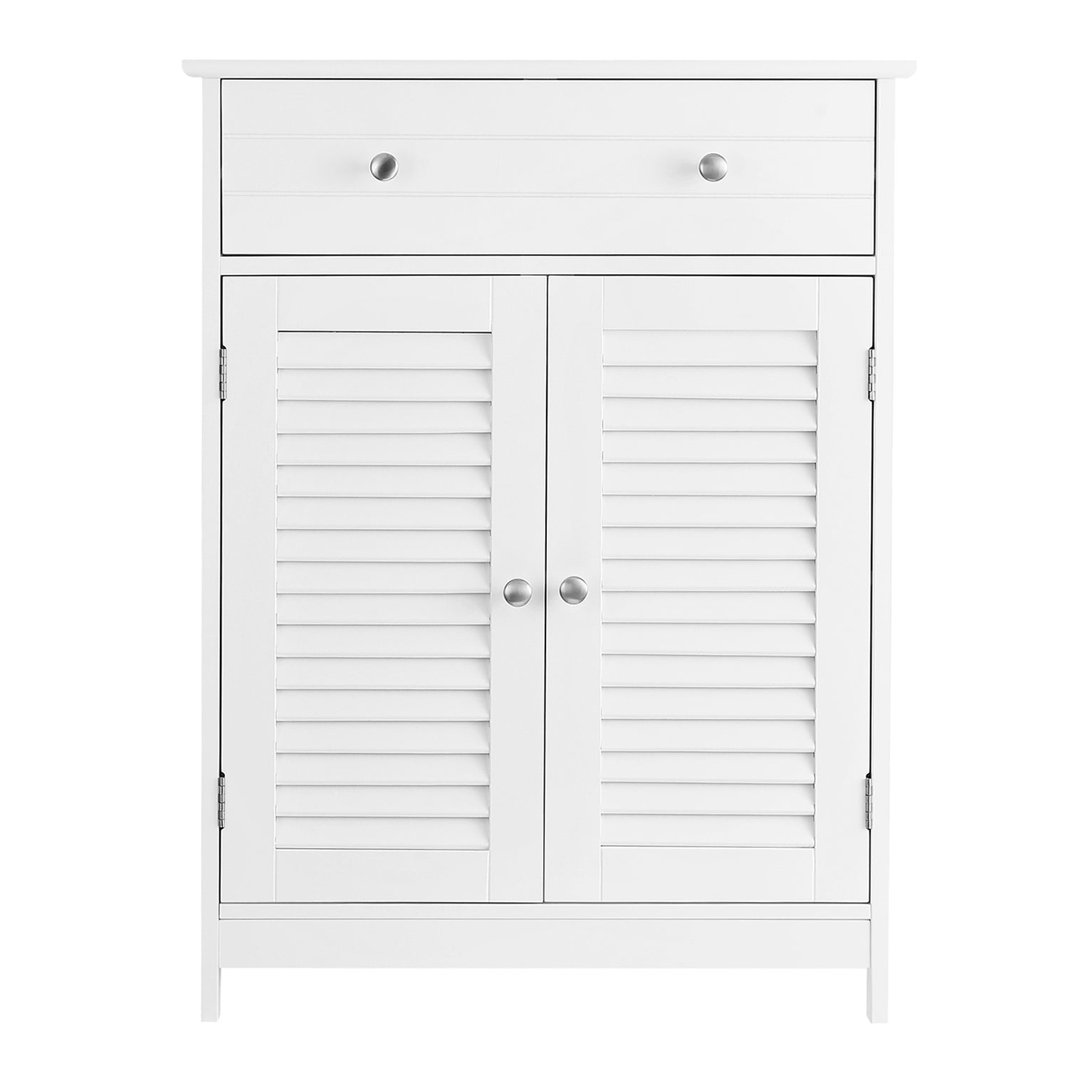 Bathroom cabinet - With 2 slat doors - With adjustable shelves - White