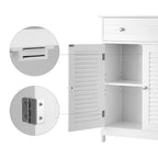 Bathroom cabinet - With 2 slat doors - With adjustable shelves - White
