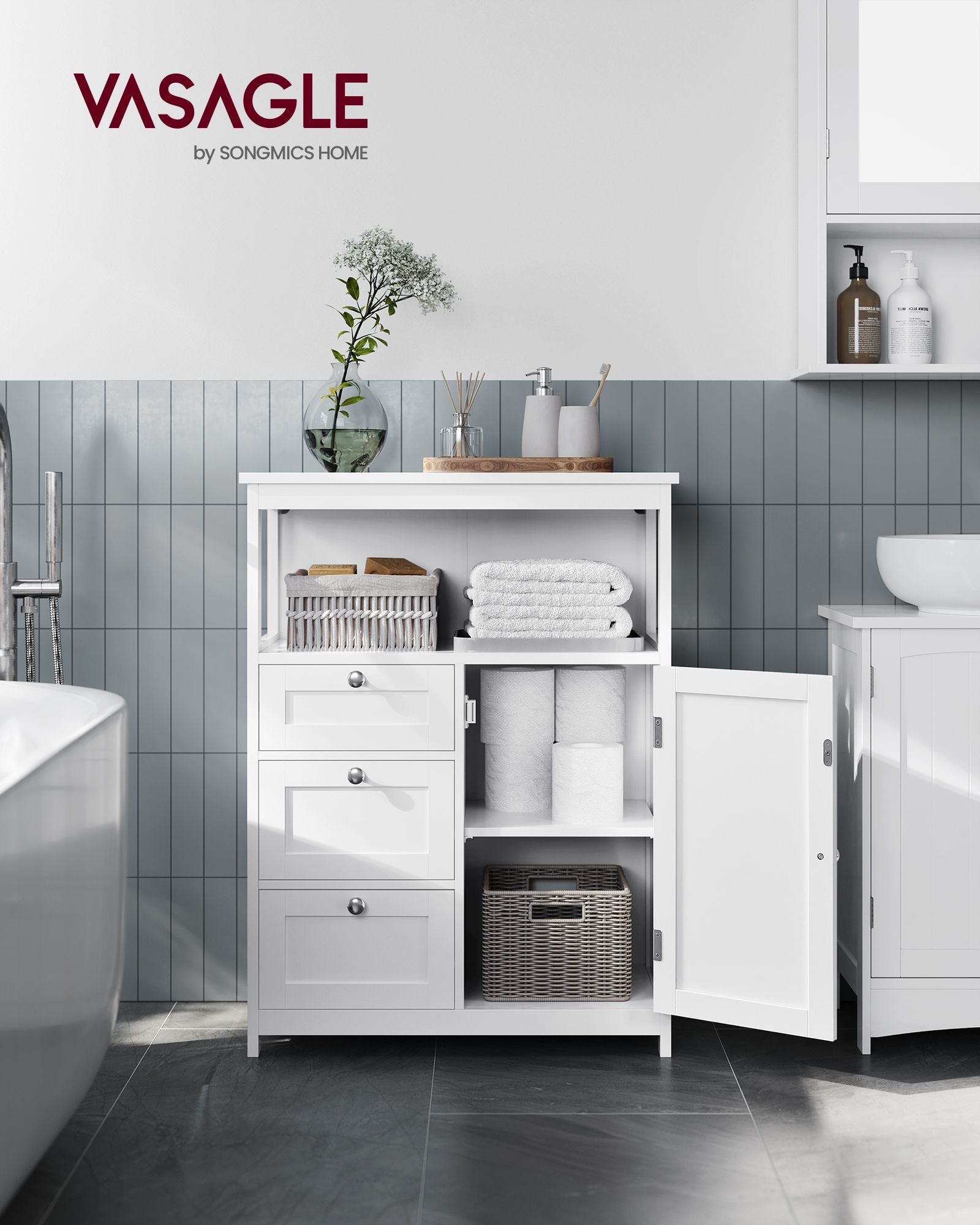 Bathroom furniture - 30 x 60 x 80 cm - with 3 drawers