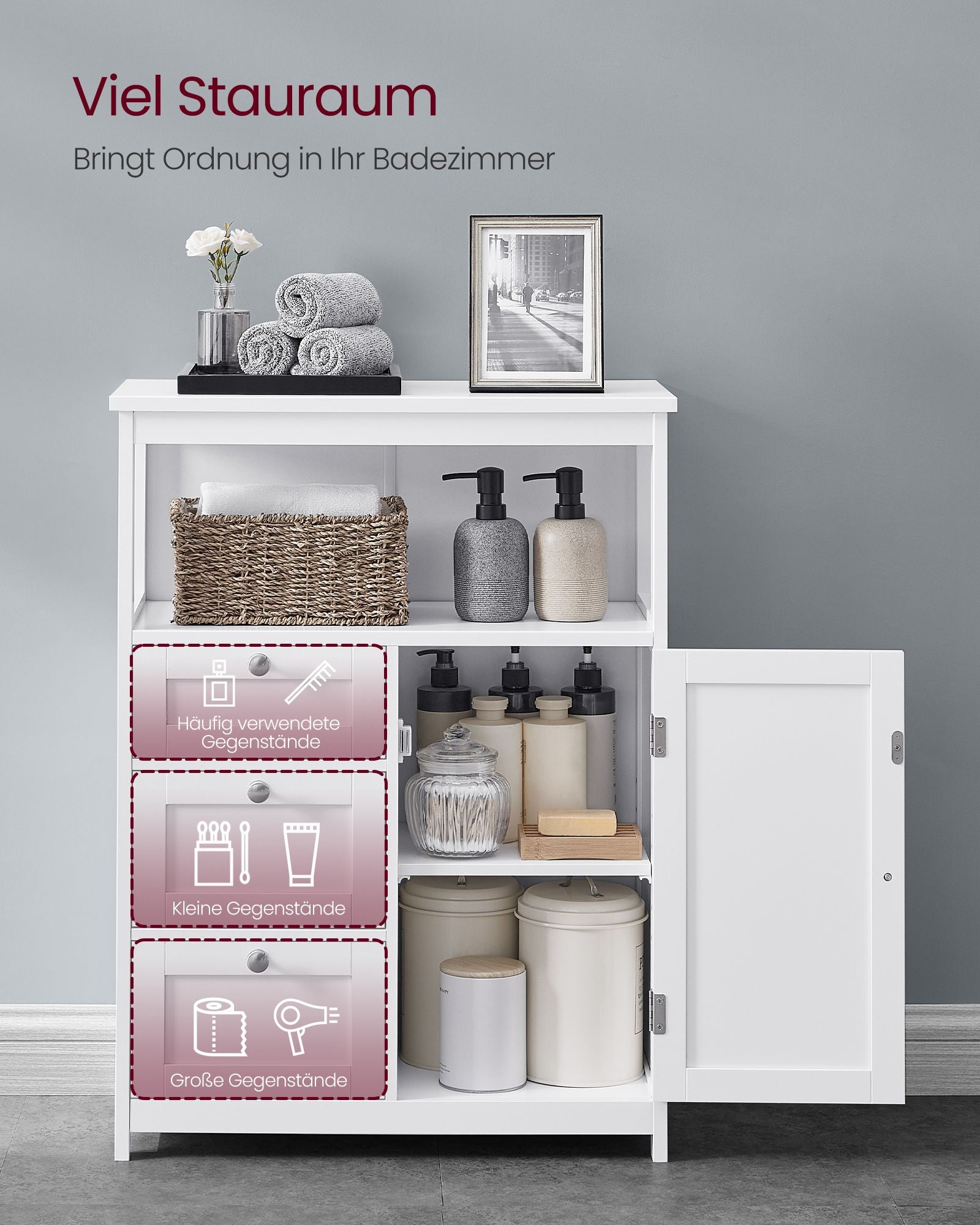 Bathroom furniture - 30 x 60 x 80 cm - with 3 drawers