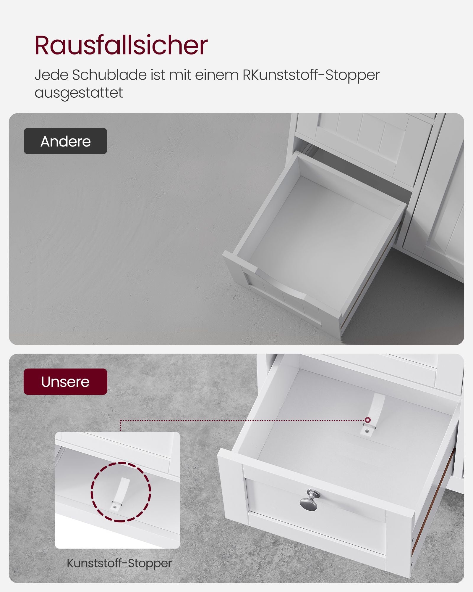 Bathroom furniture - 30 x 60 x 80 cm - with 3 drawers