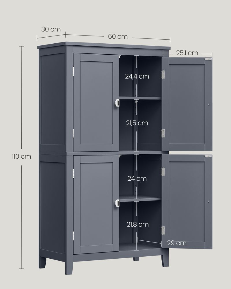 Bathroom cabinet - Living room cabinet - Doors - 4 doors - From wood - Gray